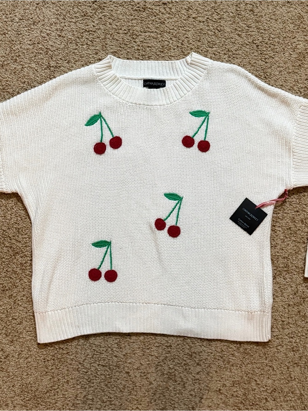 Cynthia Rowley Cherry Embroidered Sweater